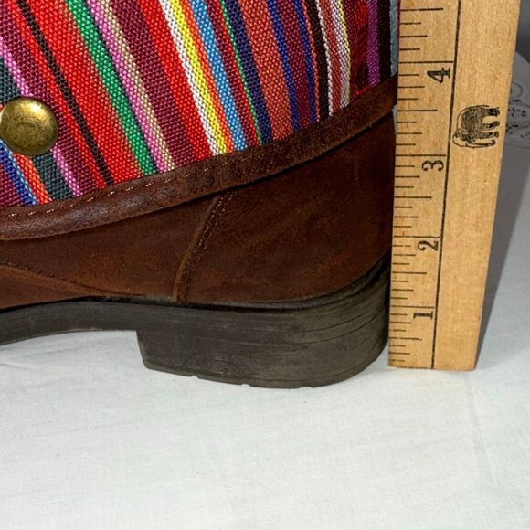 American Eagle Boho Fold-Over Combat Boots Women’s 8 Brown Faux Leather Aztec Wo - Picture 14 of 14